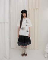 Blooming garden patchwork skirt / black