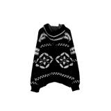 nordic knit hood zip-up
