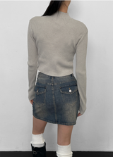 [MADE] ROAU Half Turtleneck V-Neck Cropped Knitwear