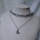 [Baby Monster ローラ Necklace] バレエコアムーンレイヤードネックレス(Surgical Steel)