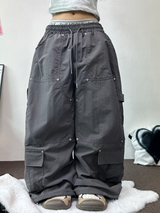 ダウンカーゴリベットナイロンロングパンツ🖤🤎🩶3カラー