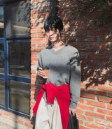 [wool80%] コップウールレイヤードVネックニット
