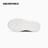 Black and Cream Frayed Tweed Platform Sneakers for Men and Women, Low Top Lace Up Shoes