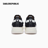 Black Frayed Canvas Platform Sneakers, Unisex Low Top Lace Up Shoes