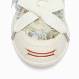 Cream Frayed Textured Low Top Sneakers, Unisex Lace Up Shoes