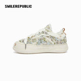Cream Frayed Textured Low Top Sneakers, Unisex Lace Up Shoes