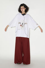 Loose and breathable short-sleeved white T-shirt for summer in a large size.