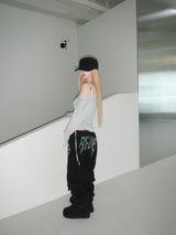 eyelet punching shirring long tee(4 color)