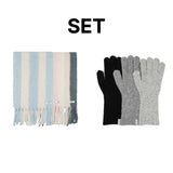 【Set】Multi Stripe Muffler + 2Way Knit Gloves