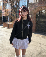 Tay Cross Stud Unbalanced Zip-Up