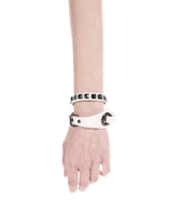 2-WAY STUD LEATHER CHOKER WHITE
