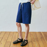 front seam fatigue short pants navy