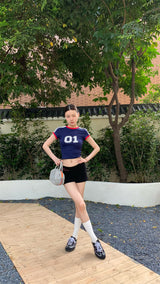 Number one line round short sleeve tee