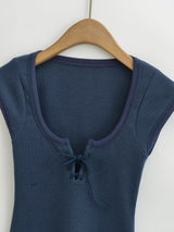 Sienna Ribbed Ribbon Crop Knit Top 231646451