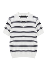 Striped V-Neck Polo Tee