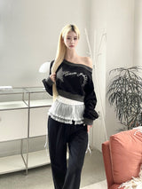 1467. Lace sk layered sweat long pt (3color)