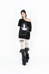 スモーキングローズTシャツ #ブラック
