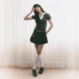 ドーリー ボウ プリーツ スカート (BLACK)