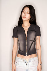 SIGNATURE SPRAY WASHED ZIP UP WAFFLE SHIRT