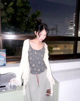 (2color)ディティー フラワー レース シャーリング ノースリーブ トップ