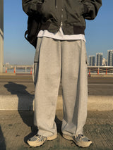 Snap cargo wide sweatpants