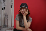check lace beanie_charcoal