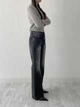 [unisex] 641 cat-washed bootcut denim pants