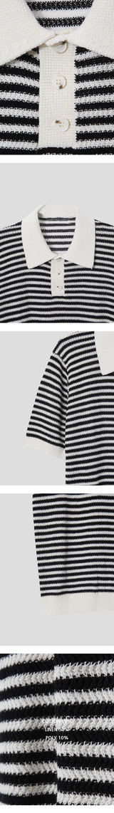 [S/S] コットンリネンハーフカラニット (3color)