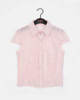 Trang Stripe See-Through Short Sleeve Shirt