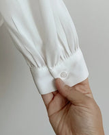 Deven Shirring Collar Chiffon Blouse