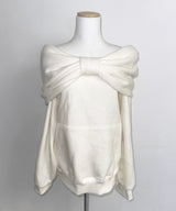 【60% Exclusive】 ribbon off knit mtm (3colors)