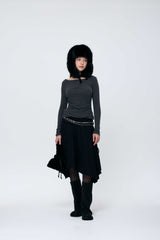 MUREN SHIRRING TOP / CHARCOAL
