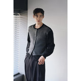 Layered wool knit cardigan(Black)