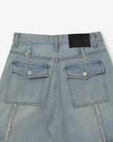 Diagonal fringe denim [ light blue ]
