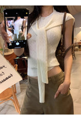 ツイストノースリーブレイヤードツーピースノースリーブトップ