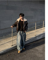 Dot heavy brushed balloon denim pants