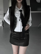 matte chic leather vest
