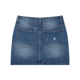 DVRK PRIVÉ EMBROIDERED LOGO DENIM SKIRT - DENIM BLUE