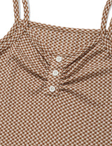 チェッカード レース スリーブレス(BROWN)