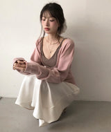 イオーブピンクVスリーブレス+ラップスリムトップセット