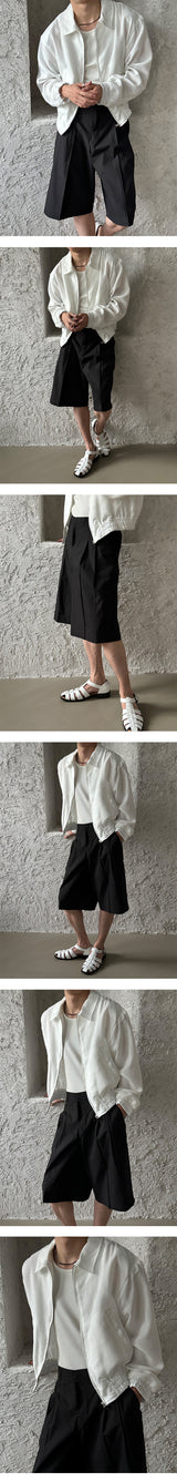 [S/S] ベーシックハーフバンディングショートスラックス（2color）
