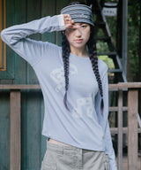 ストライプド ミュージック ノート LS Tシャツ(CV2GFFT554A)