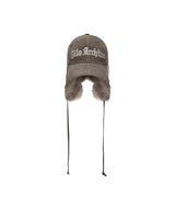 FAUX FUR LOGO EARFLAP CAP_BROWN