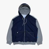 layered deconstructed zip-up hoodie_blue