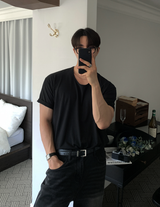  Signature Cotton Blend U-Neck Short Sleeve
