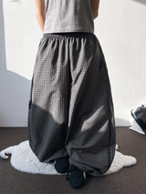 Ribbond Check Elastic Waist Balloon Long Pants 3 Colors