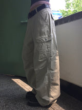 Thunder Pigment Washing Wide Cargo Long Pants
