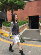 Hisami Strap Banding Frill Bermuda Pants