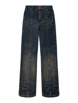 ICONIC WHISKER-CREASED WASHED STRAIGHT-LEG JEANS