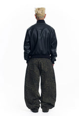 Curved Leopard Pants - Khaki